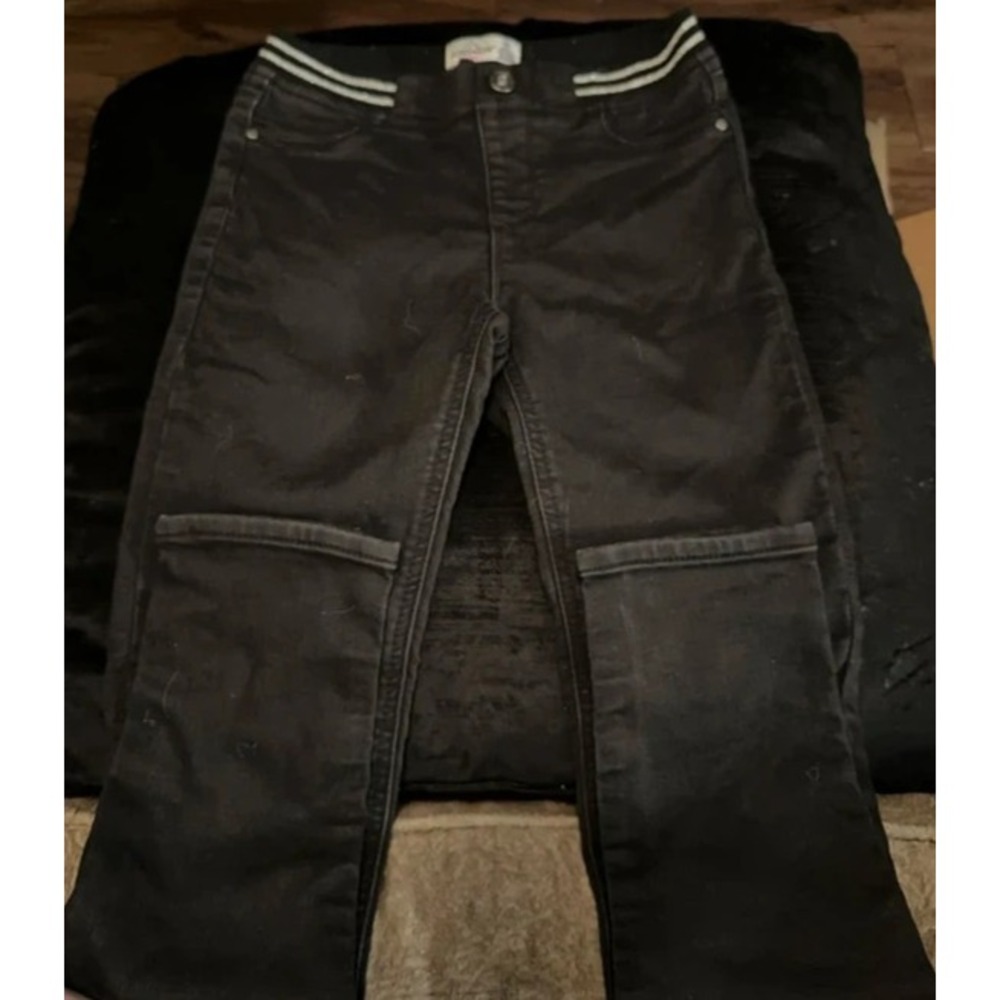 Jordache Girls Black Skinny Jeans Size 10 Glitter Waistband Stretch Denim